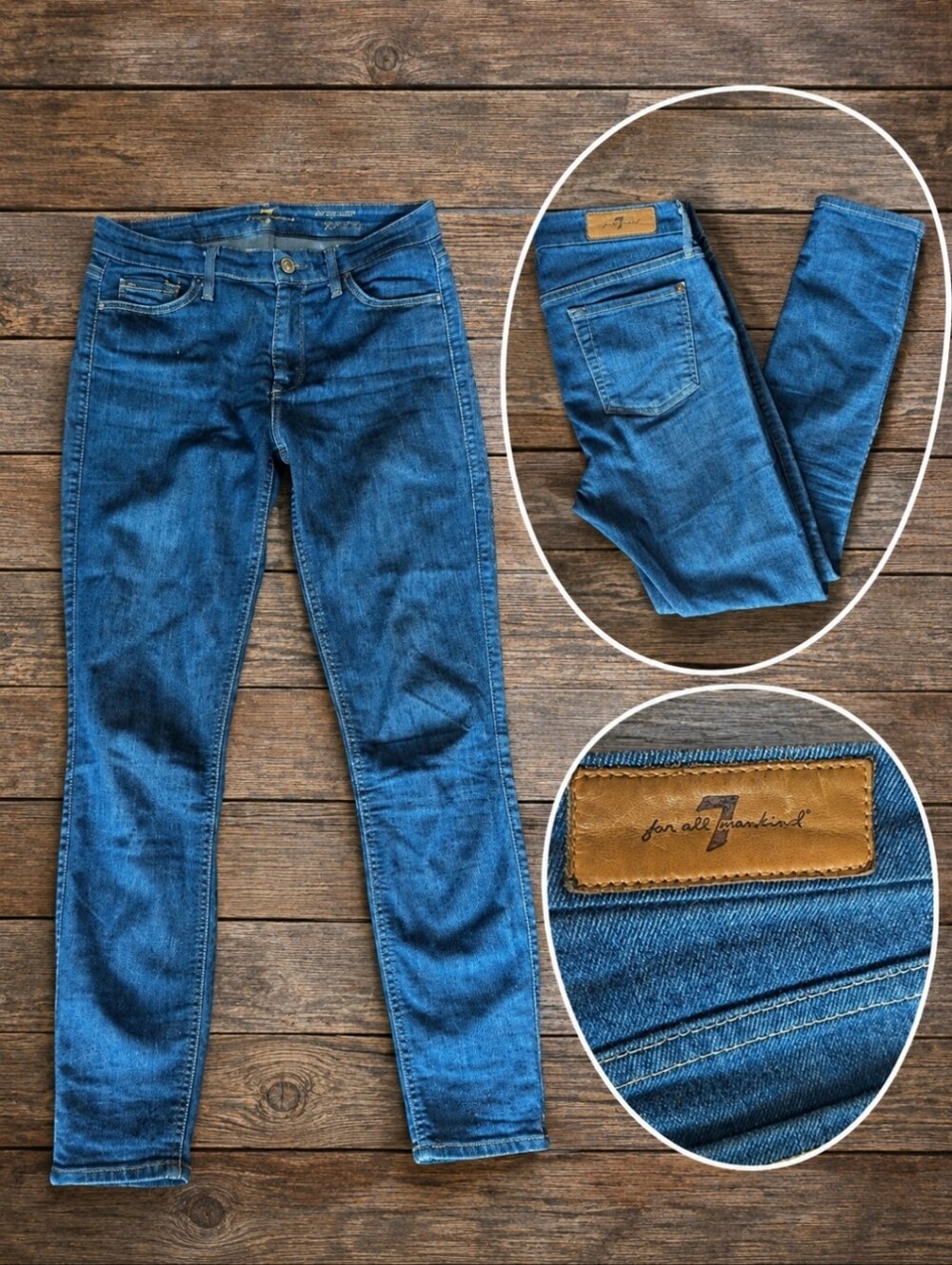 7 For All Mankind Classic skinny Comfy blue denim ankle jeans W27 L27.5